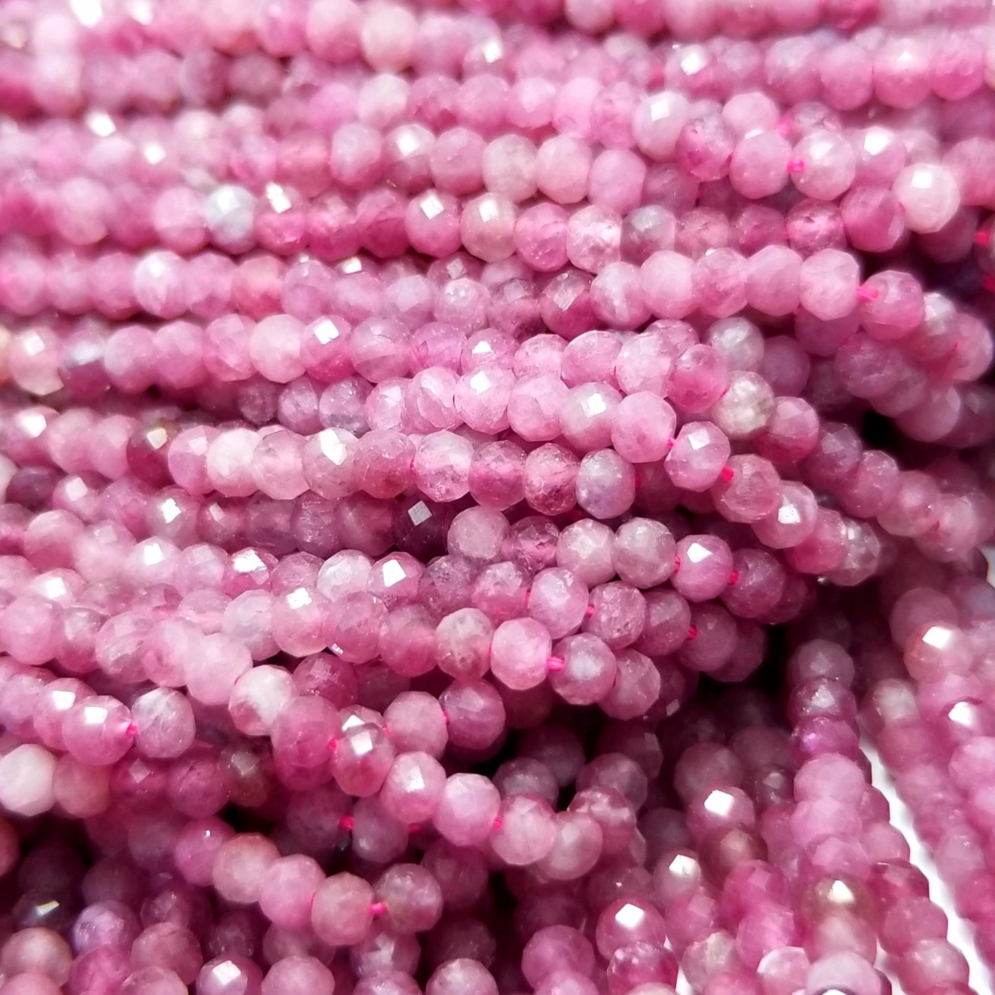 Pink Tourmaline (Rondelle)(Micro)(Faceted)(4x3mm)(15.5" Strand)