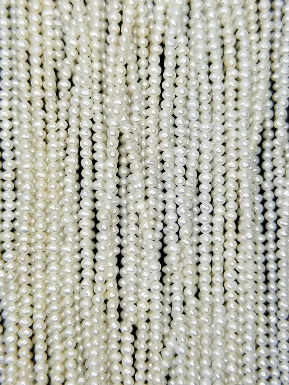 Button Pearls (Fresh Water)(Cream)(3mm)(15.5