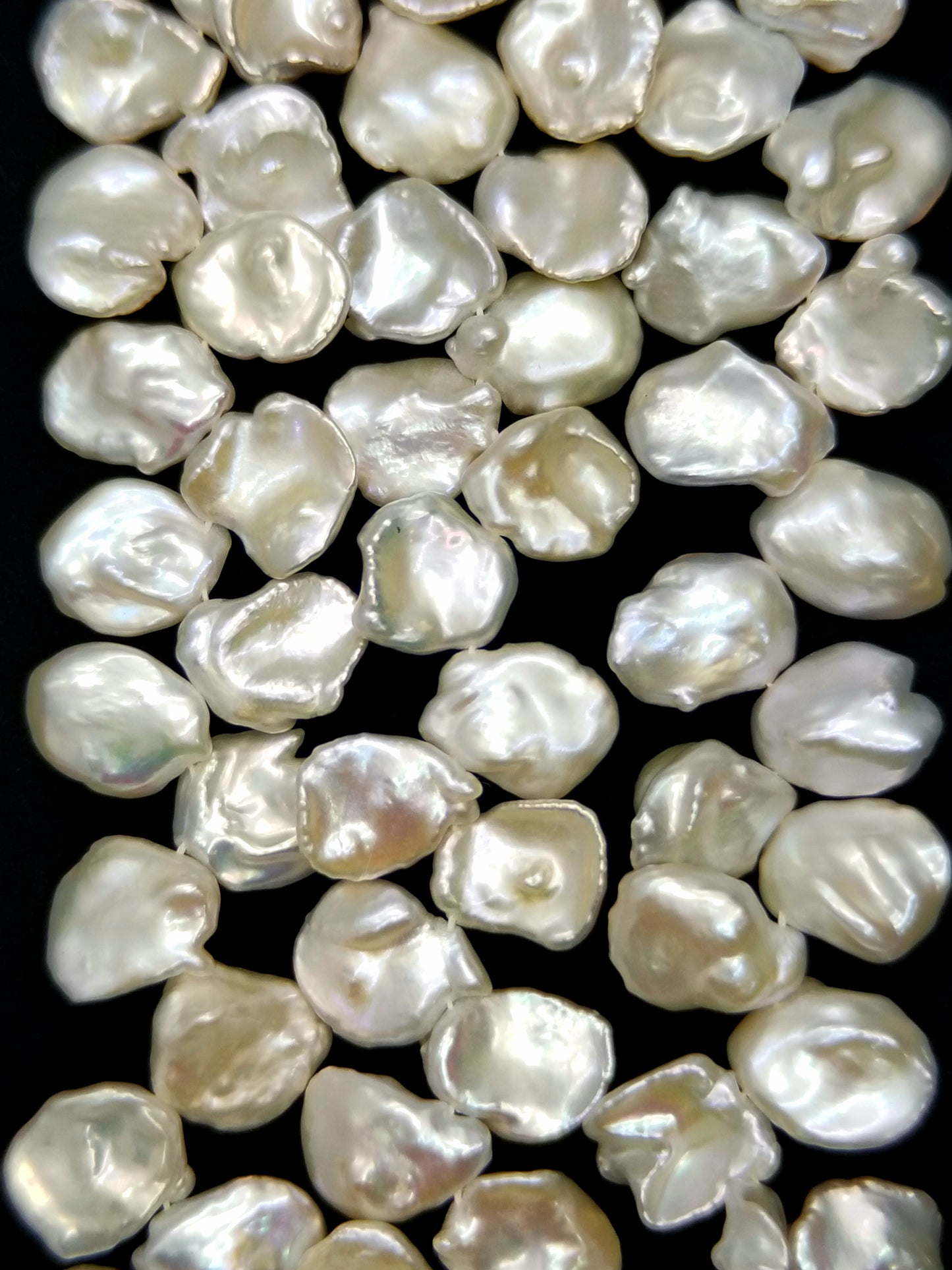 Cornflake Pearls (Fresh Water)(Keshi)(Cream)(15mm)(16"Strand)