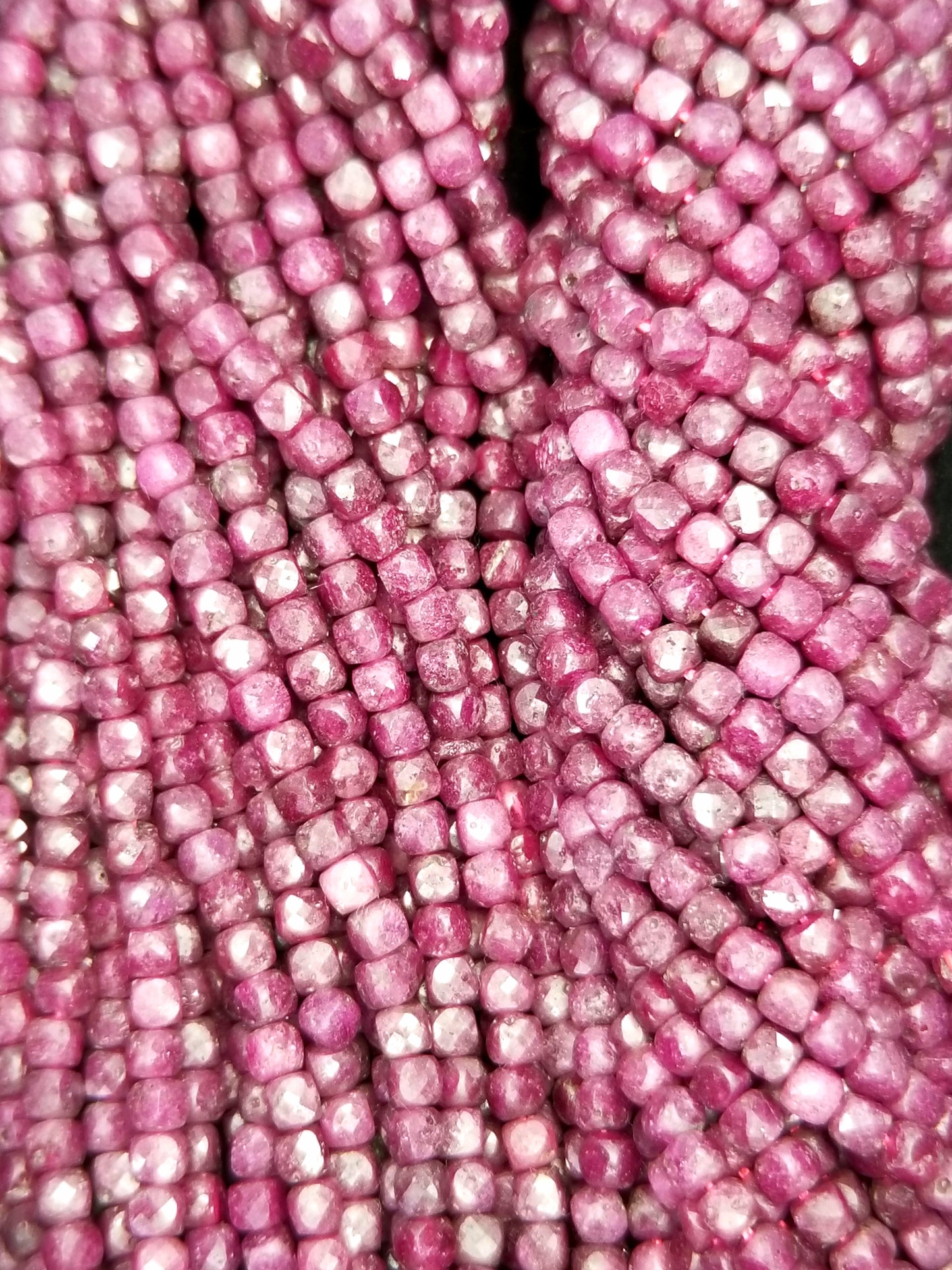 Ruby (Cube)(Micro)(Faceted)(4mm)(15.5"Strand)