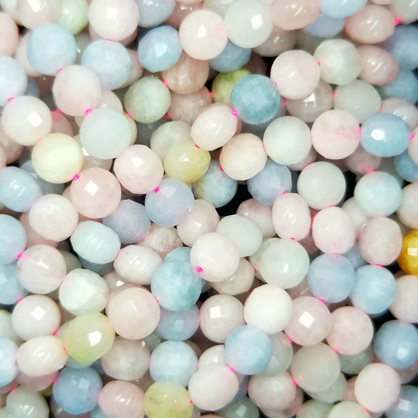Aquamarine/Morganite Mix(Coin)(Faceted)(8x6mm)(16"Strand)