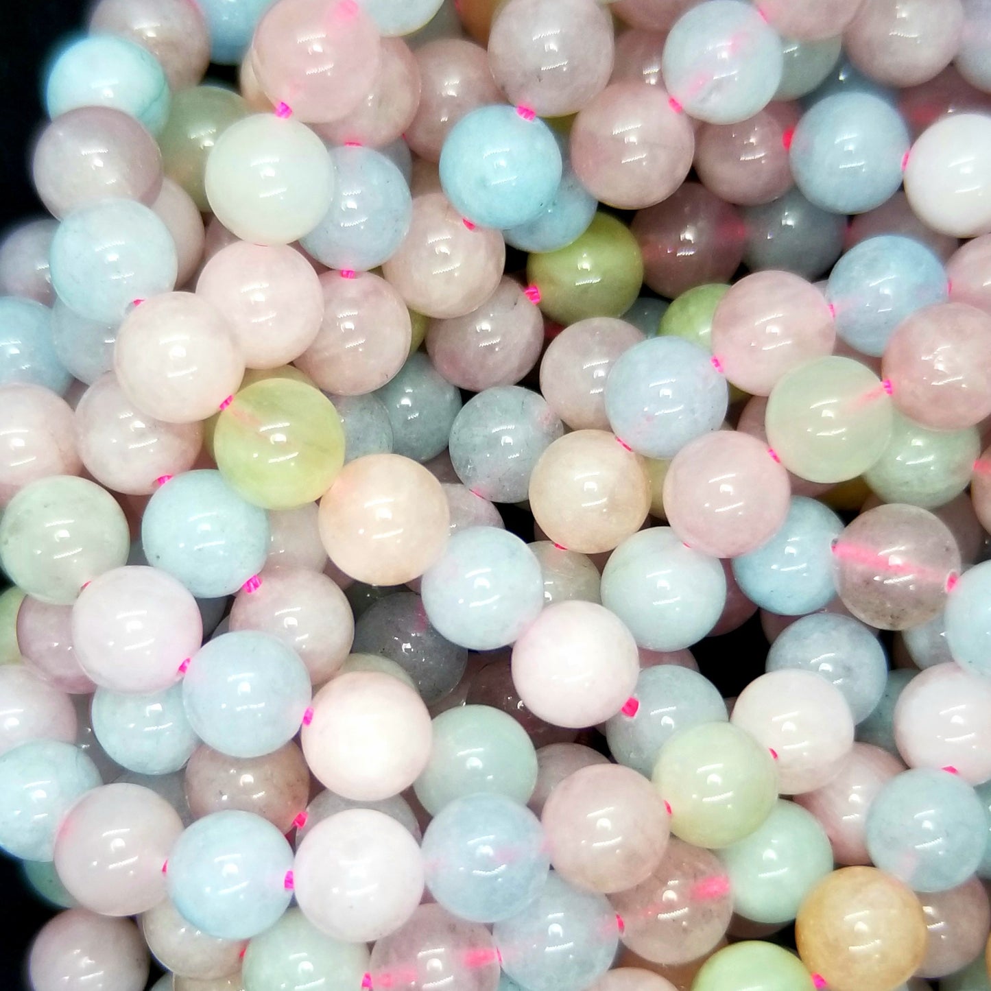 Aquamarine/Morganite Mix (Round)(Smooth)(16"Strand)