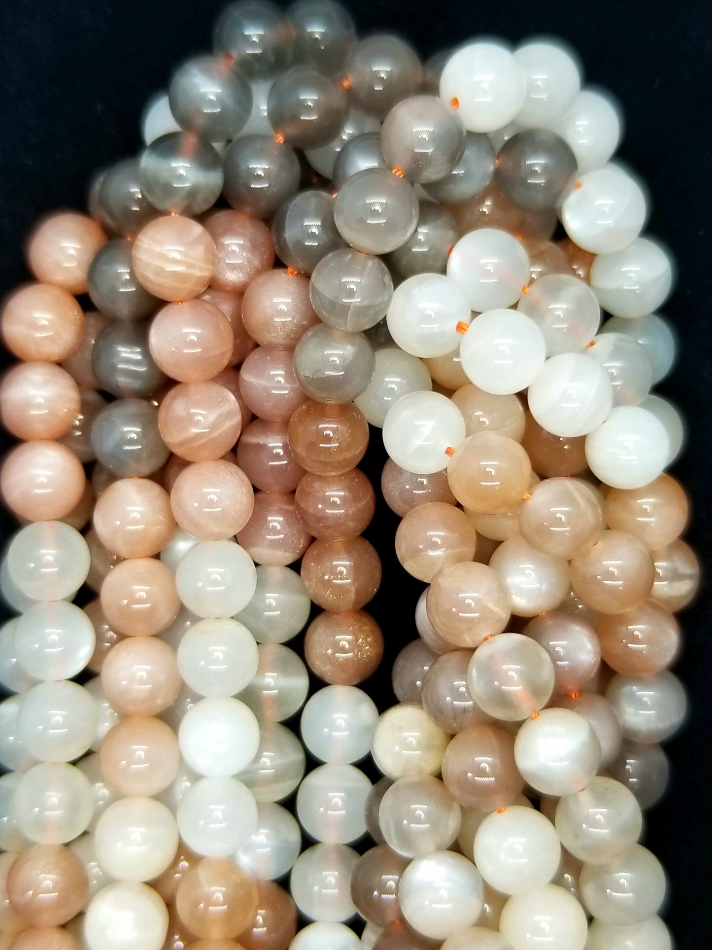 Mix MoonStone (Round)(Smooth) (4mm)(6mm)(8mm)(10mm)(12mm)(16"Strand)
