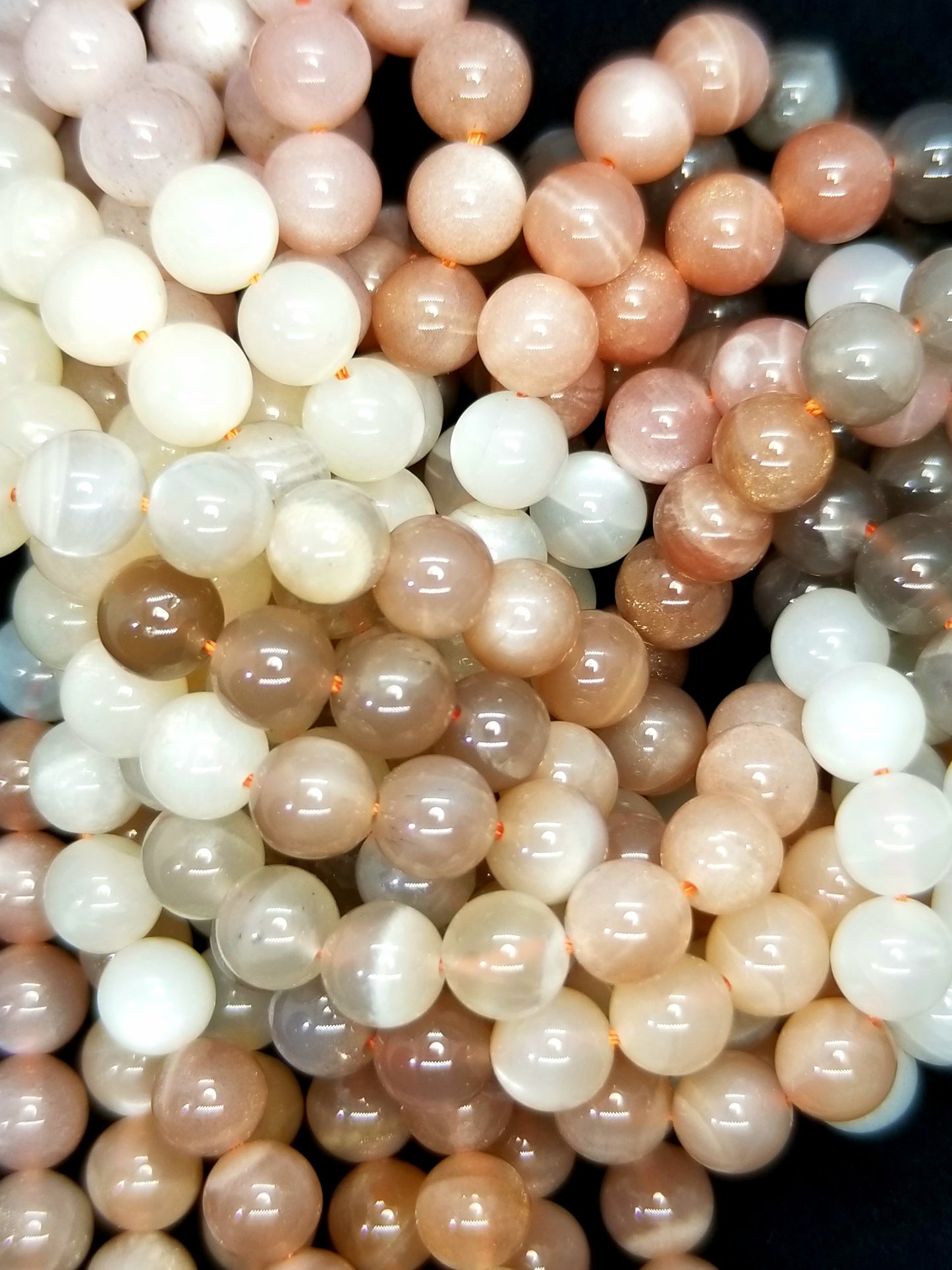 Mix MoonStone (Round)(Smooth) (4mm)(6mm)(8mm)(10mm)(12mm)(16"Strand)