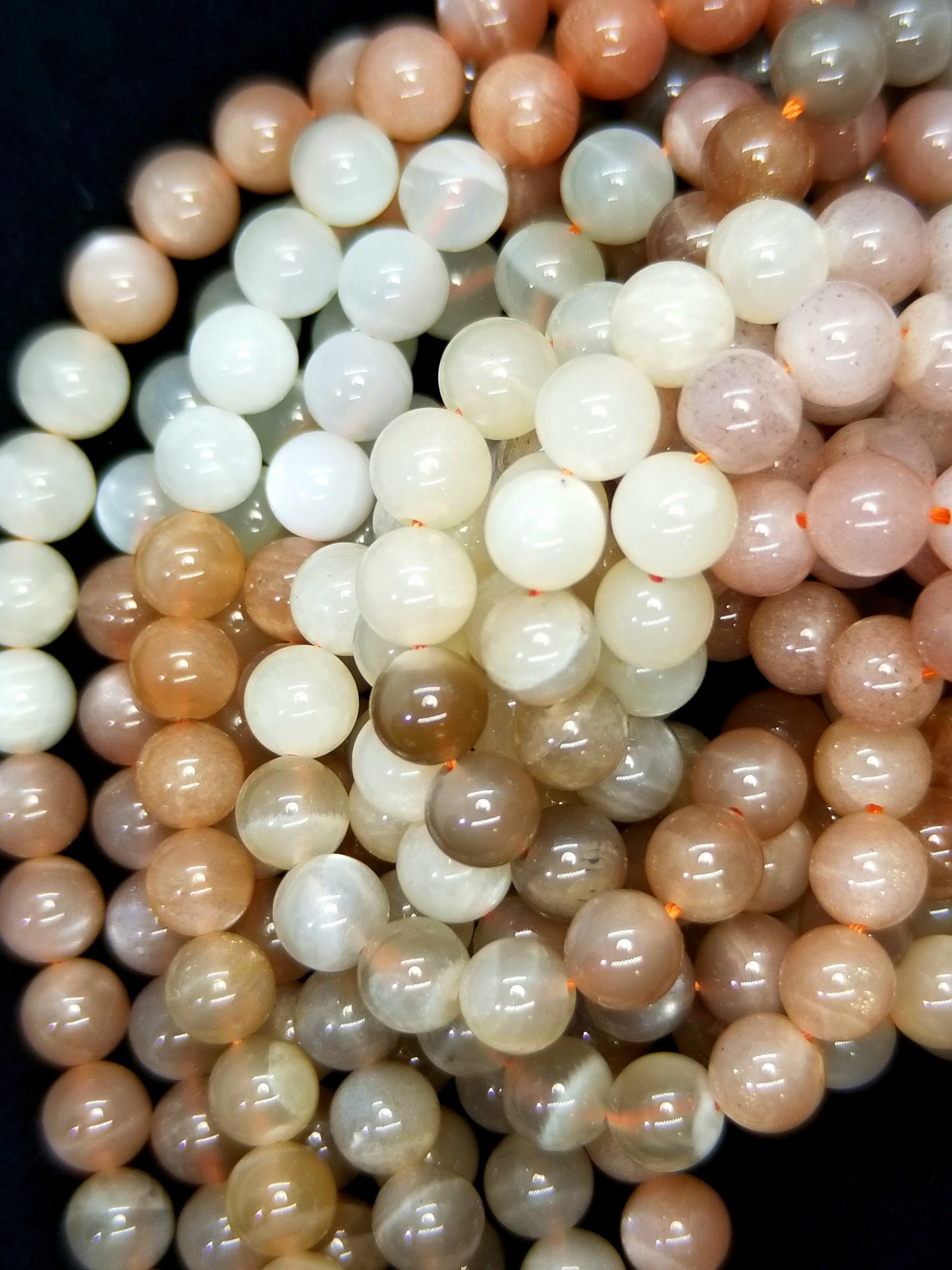 Mix MoonStone (Round)(Smooth) (4mm)(6mm)(8mm)(10mm)(12mm)(16"Strand)