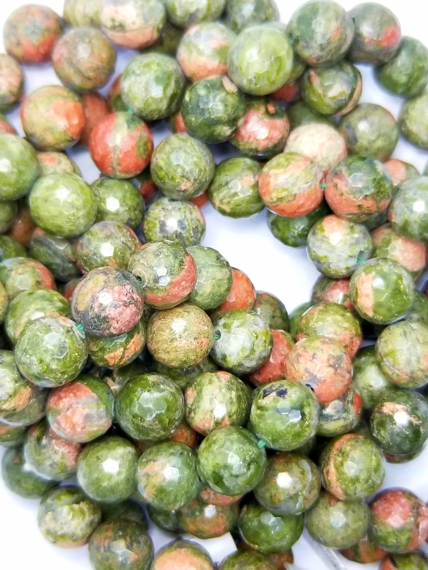 Unakite (Round)(Faceted)(16"Strand)