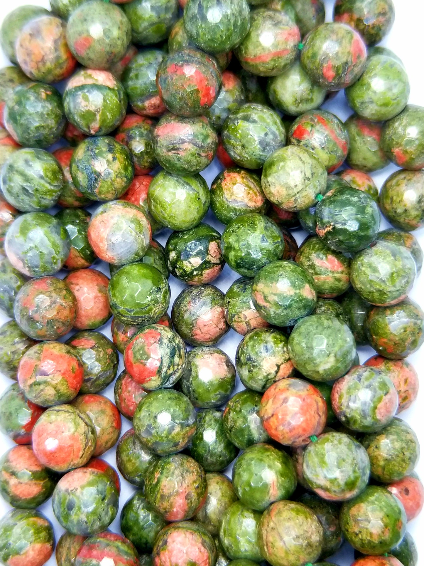 Unakite (Round)(Faceted)(16"Strand)