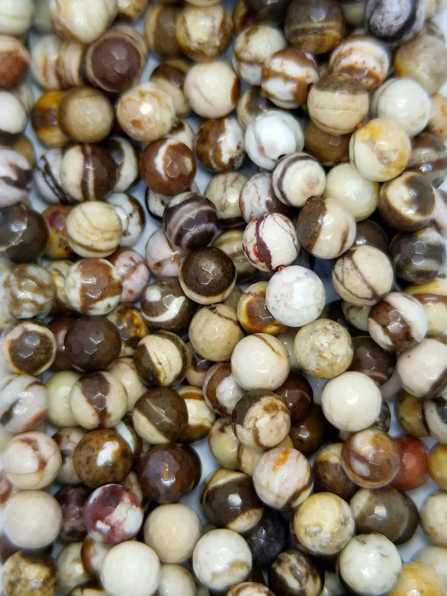 Brown Zebra Jasper (Round)(Faceted)(16"Strand)