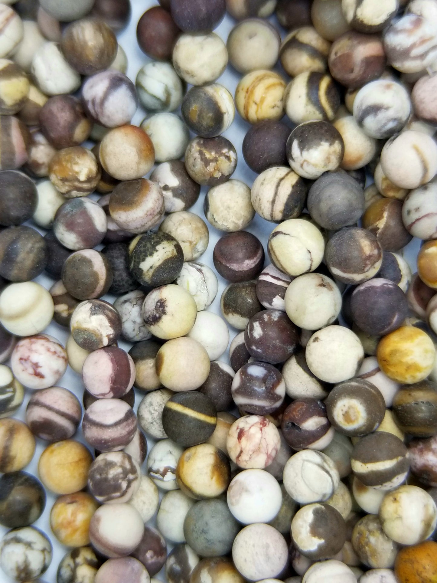 Brown Zebra Jasper (Round)(Matte)(16"Strand)
