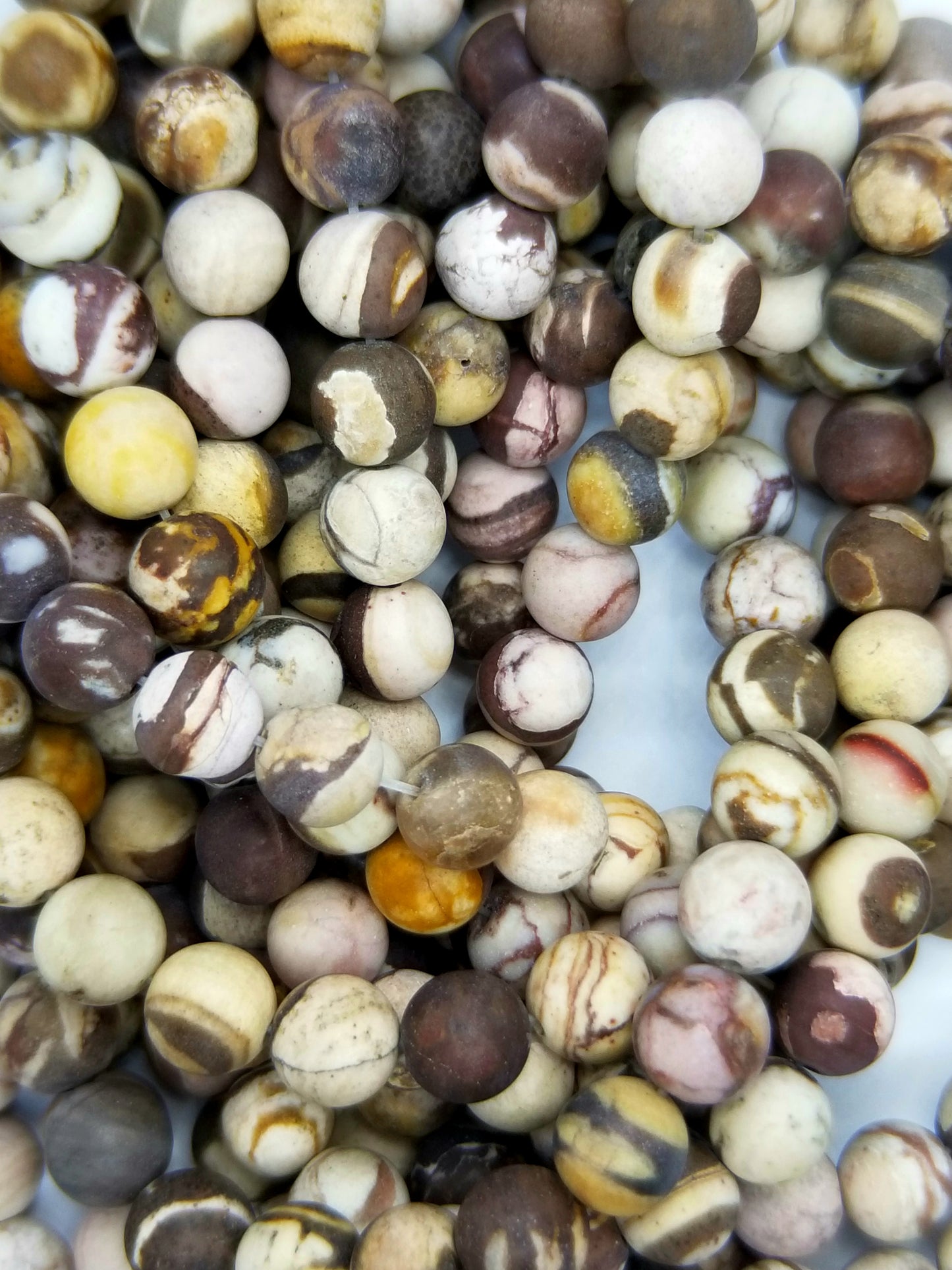 Brown Zebra Jasper (Round)(Matte)(16"Strand)