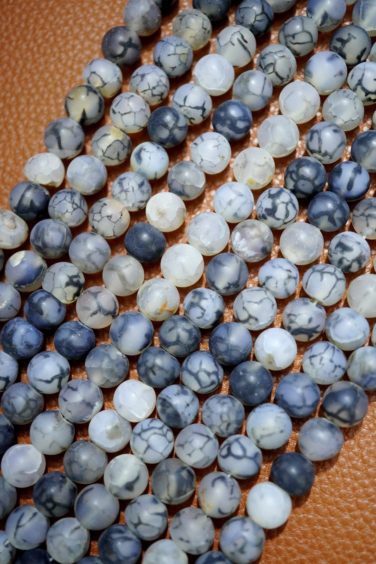 Spider Web Agate (Dyed)(Round)(Matte)(16"Strand)