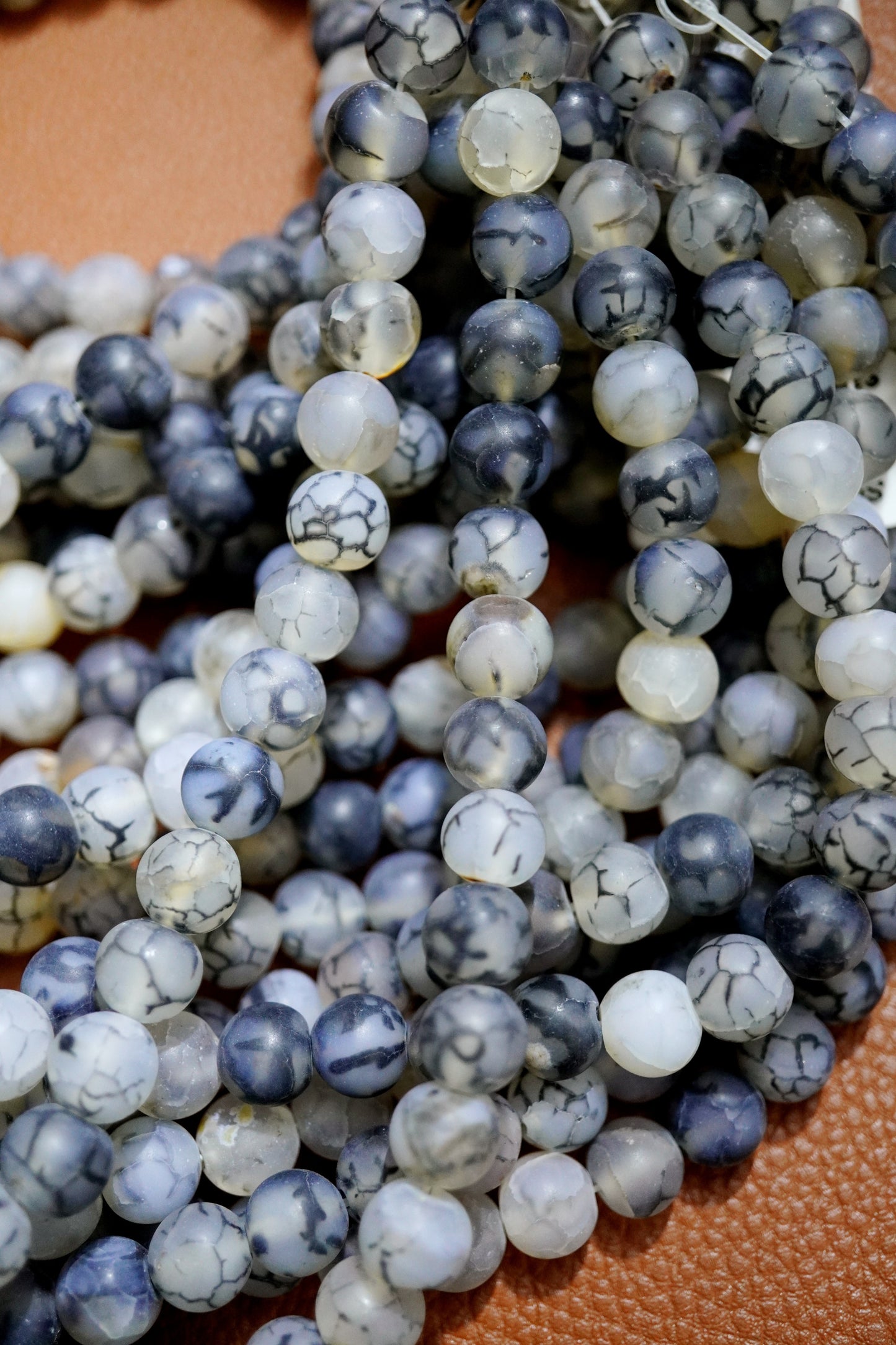 Spider Web Agate (Dyed)(Round)(Matte)(16"Strand)