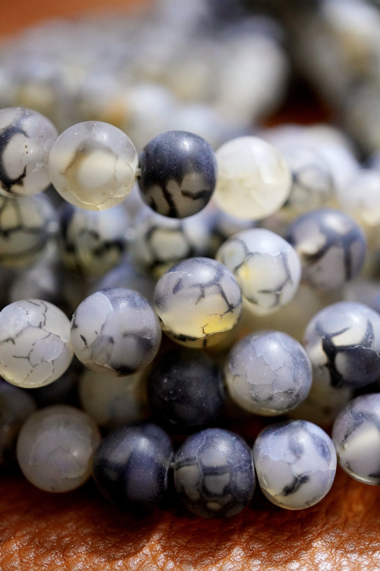 Spider Web Agate (Dyed)(Round)(Matte)(16"Strand)