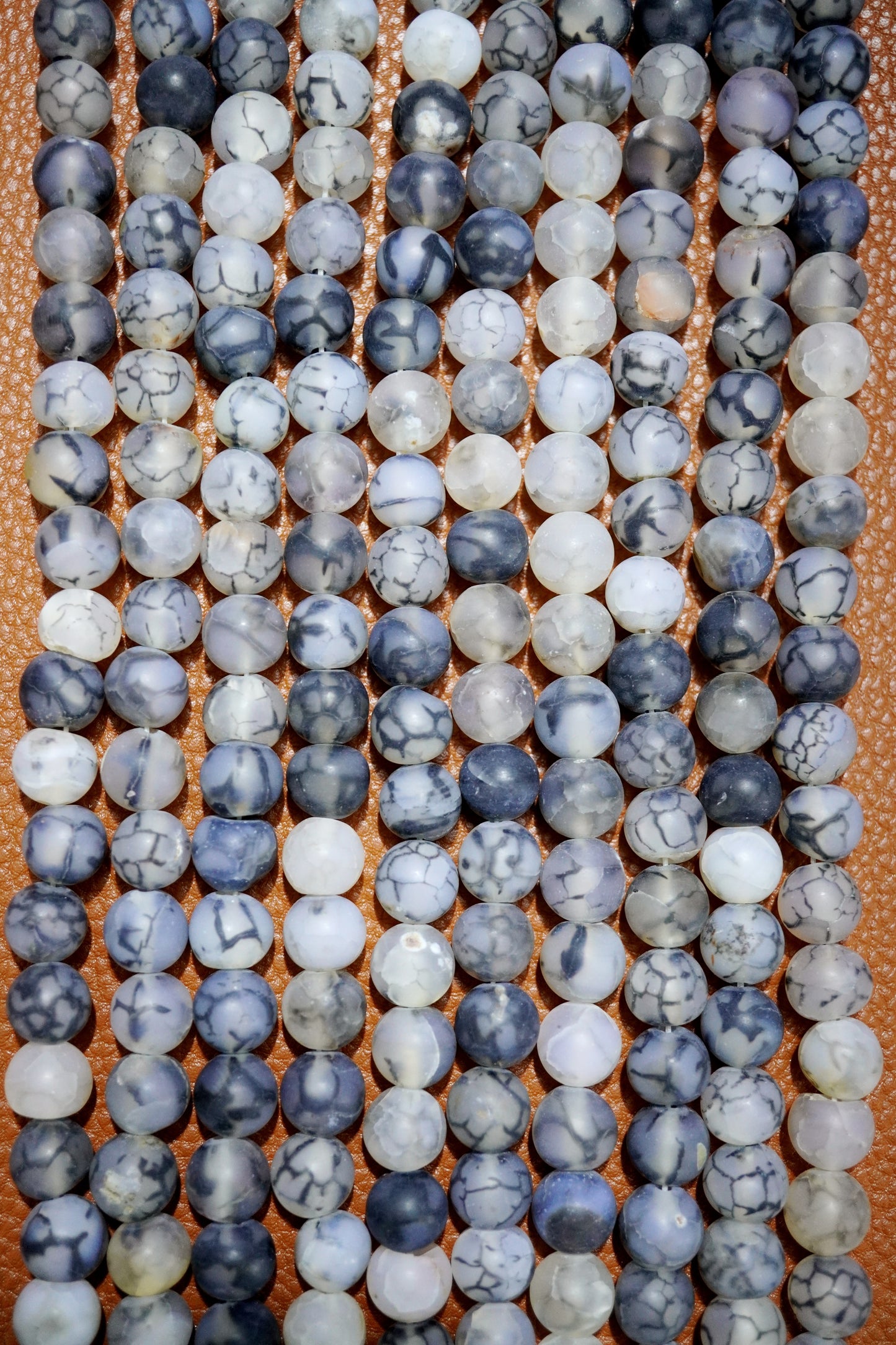 Spider Web Agate (Dyed)(Round)(Matte)(16"Strand)