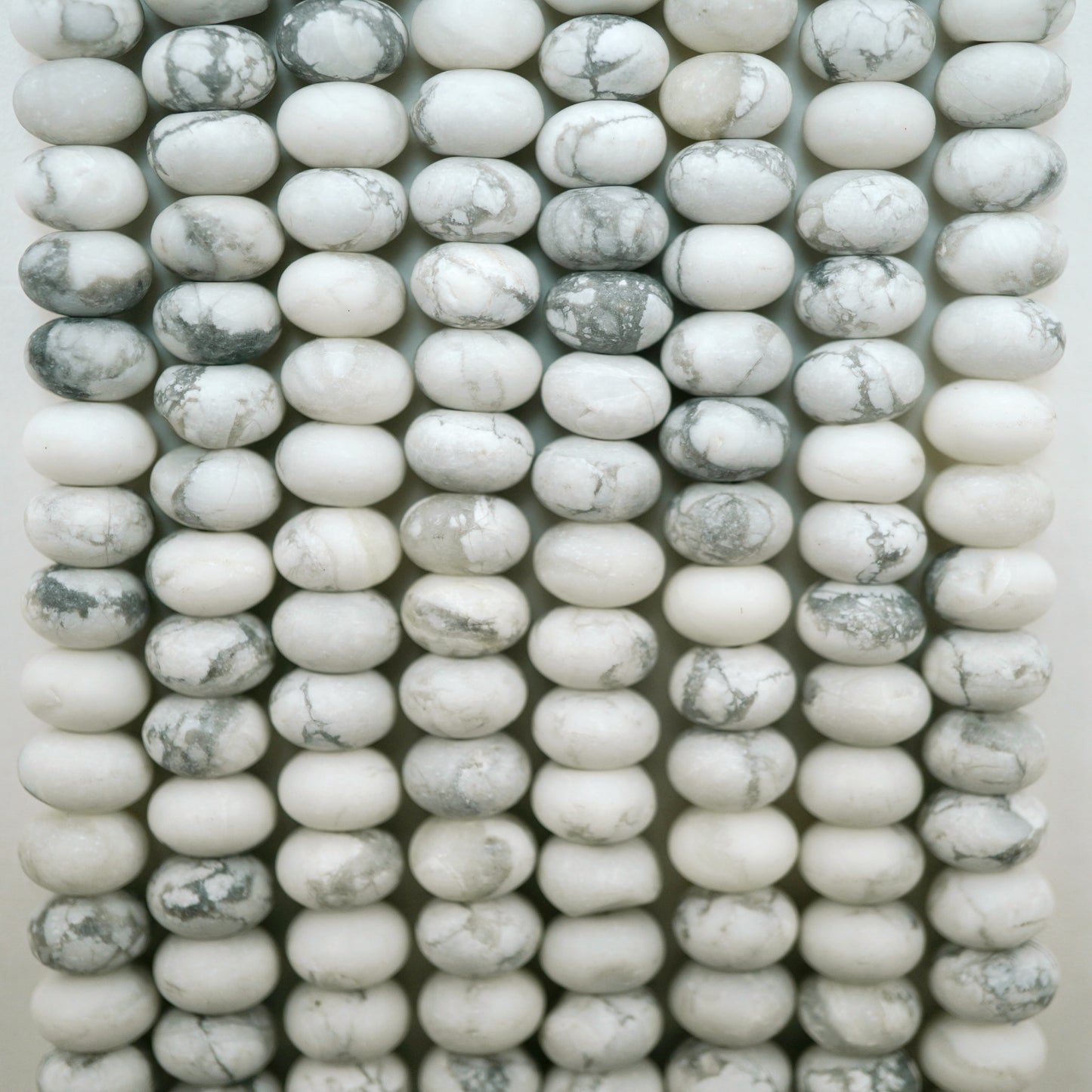 Howlite (Rondelle)(Matte)(6mm)(8mm)(16"Strand)