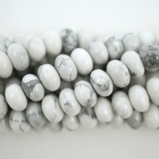 Howlite (Rondelle)(Smooth)(6mm)(8mm)(16"Strand)