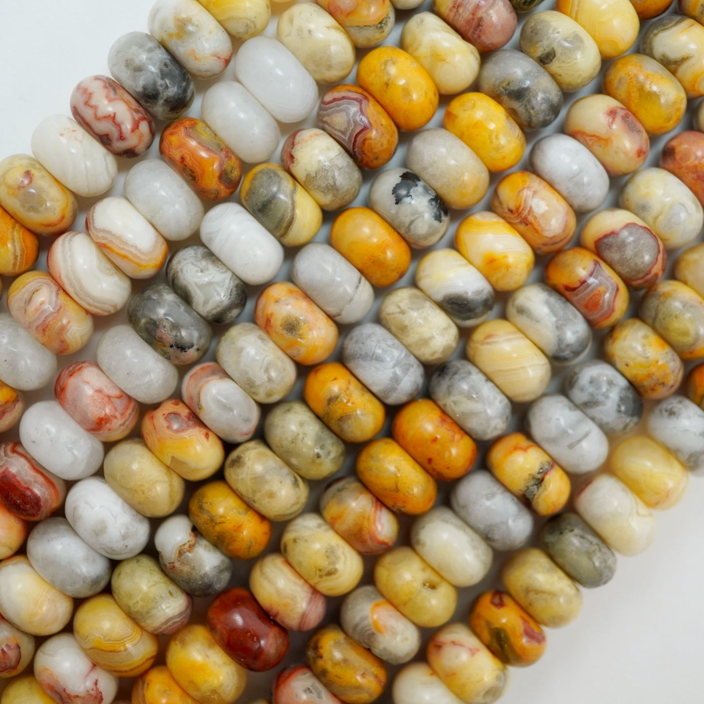 Crazy Lace Agate (Rondelle)(Smooth)(6mm)(8mm)(10mm)(16"Strand)