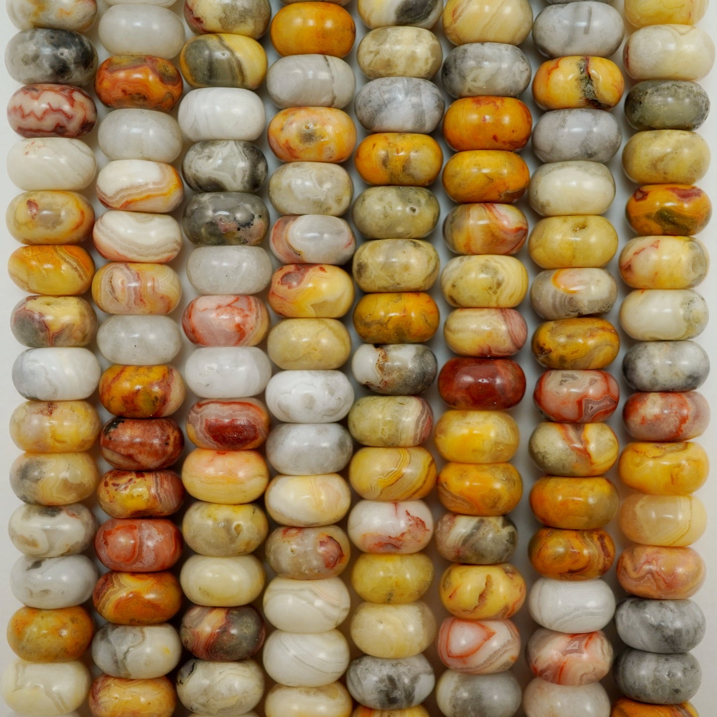 Crazy Lace Agate (Rondelle)(Smooth)(6mm)(8mm)(10mm)(16"Strand)