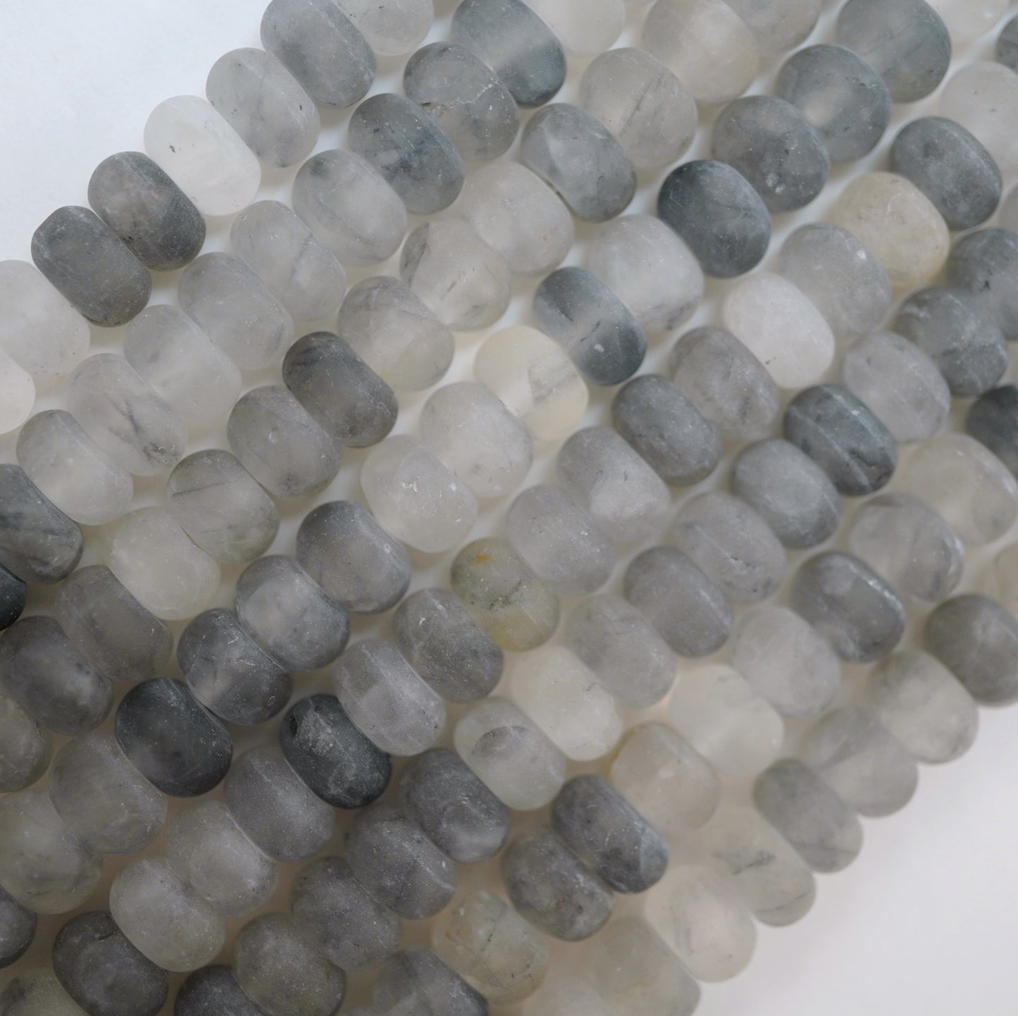 Cloudy Quartz (Rondelle)(Matte)(6mm)(8mm)(10mm)(16"Strand)