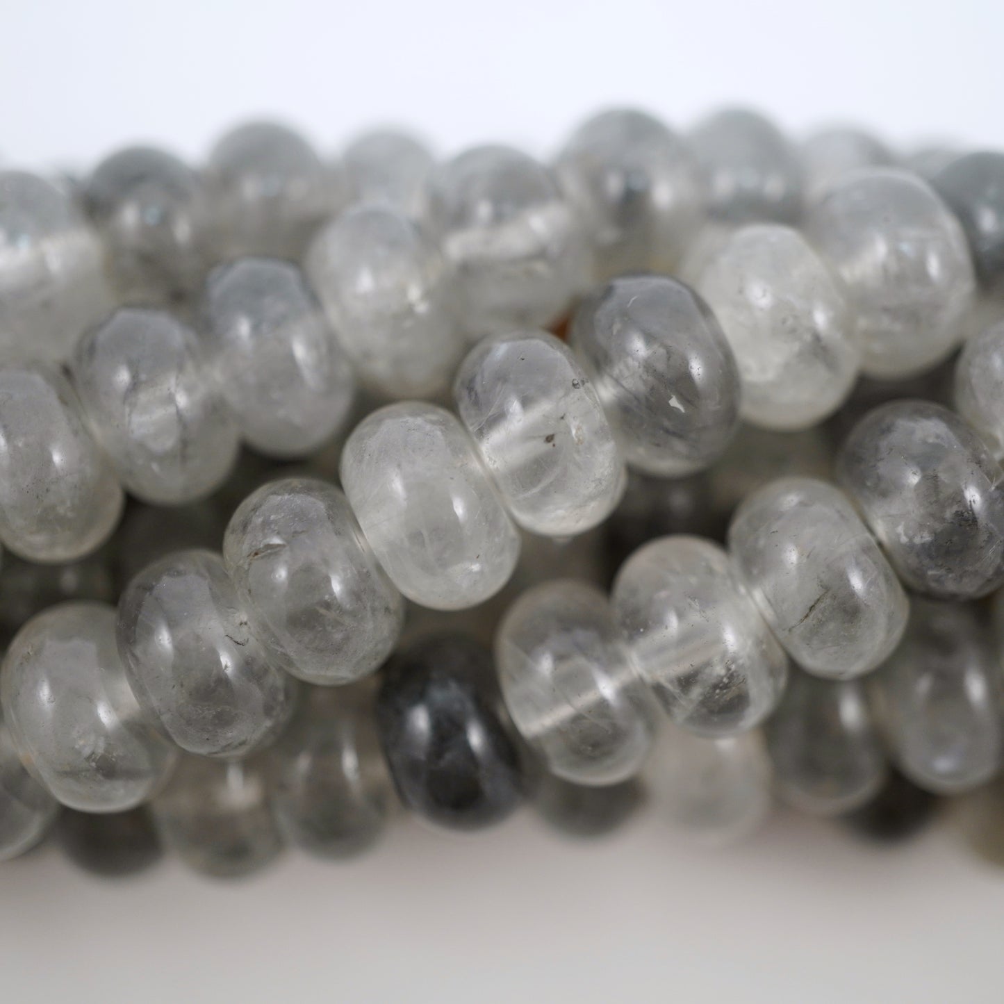 Cloudy Quartz (Rondelle)(Smooth)(6mm)(8mm)(10mm)(16"Strand)