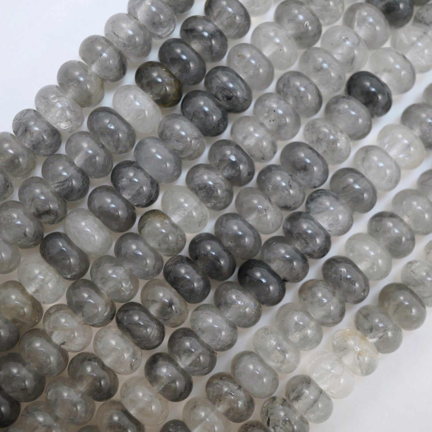 Cloudy Quartz (Rondelle)(Smooth)(6mm)(8mm)(10mm)(16"Strand)