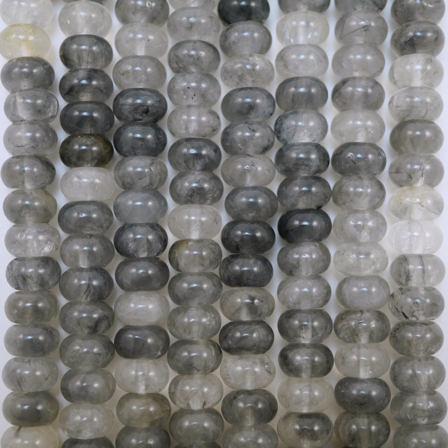 Cloudy Quartz (Rondelle)(Smooth)(6mm)(8mm)(10mm)(16"Strand)