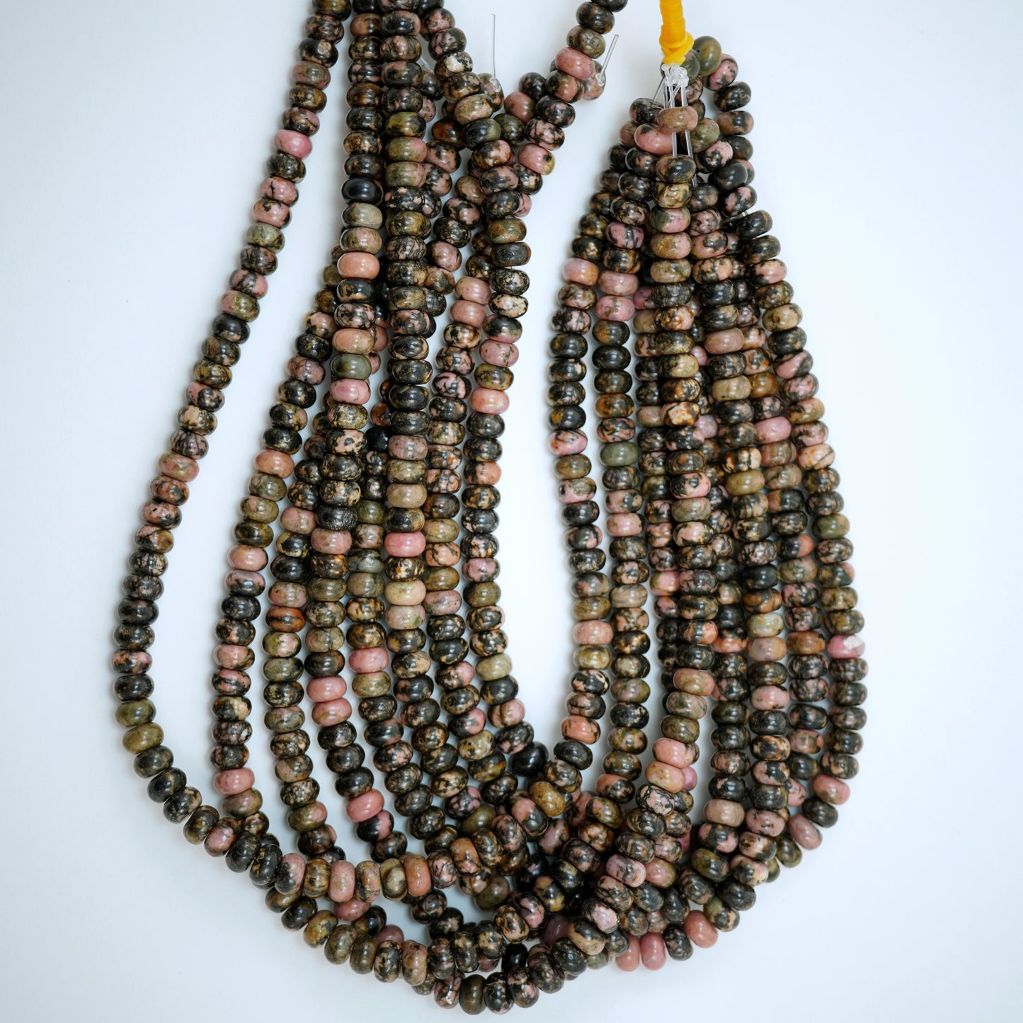 Rhodonite (Rondelle)(Smooth)(6mm)(8mm)(10mm)(16"Strand)