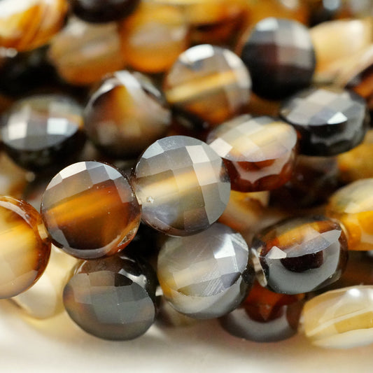 Sardonyx (Coin)(Micro)(Faceted)(6×4mm)(15"Strand)