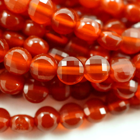 Carnelian (Coin)(Micro)(Faceted)(4×3mm)(15.5"Strand)
