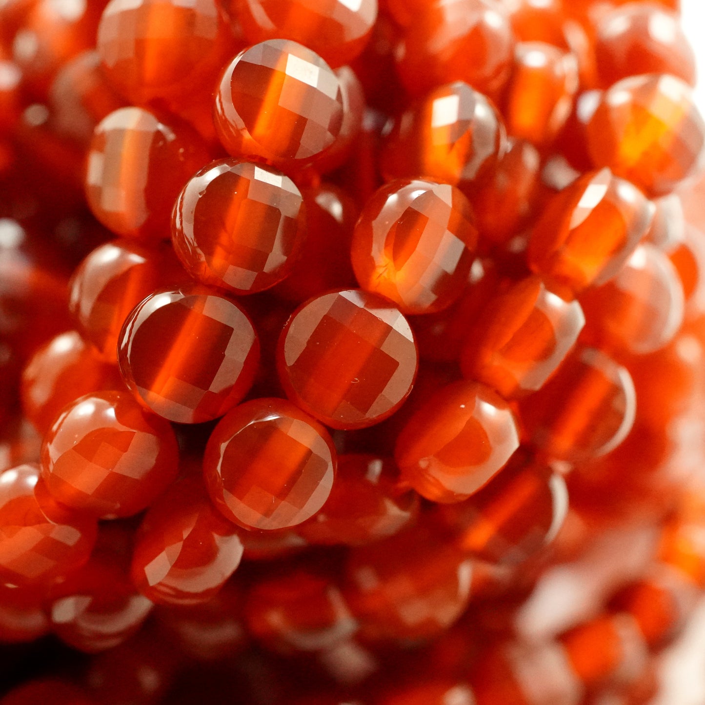 Carnelian (Coin)(Micro)(Faceted)(4×3mm)(15.5"Strand)
