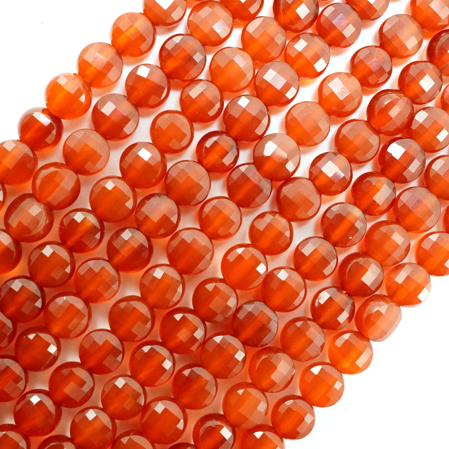 Carnelian (Coin)(Micro)(Faceted)(4×3mm)(15.5"Strand)