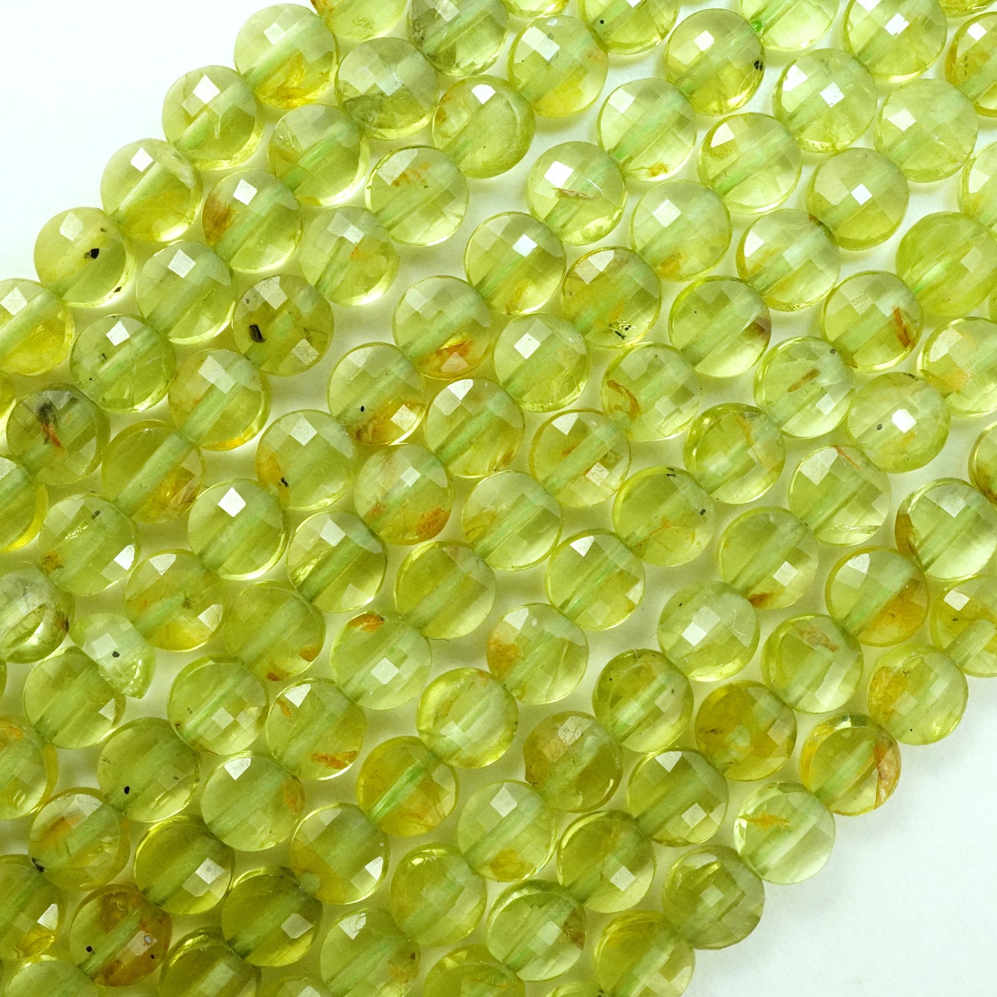 Peridot (Coin)(Micro)(Faceted)(4×2mm)(15.5"Strand)