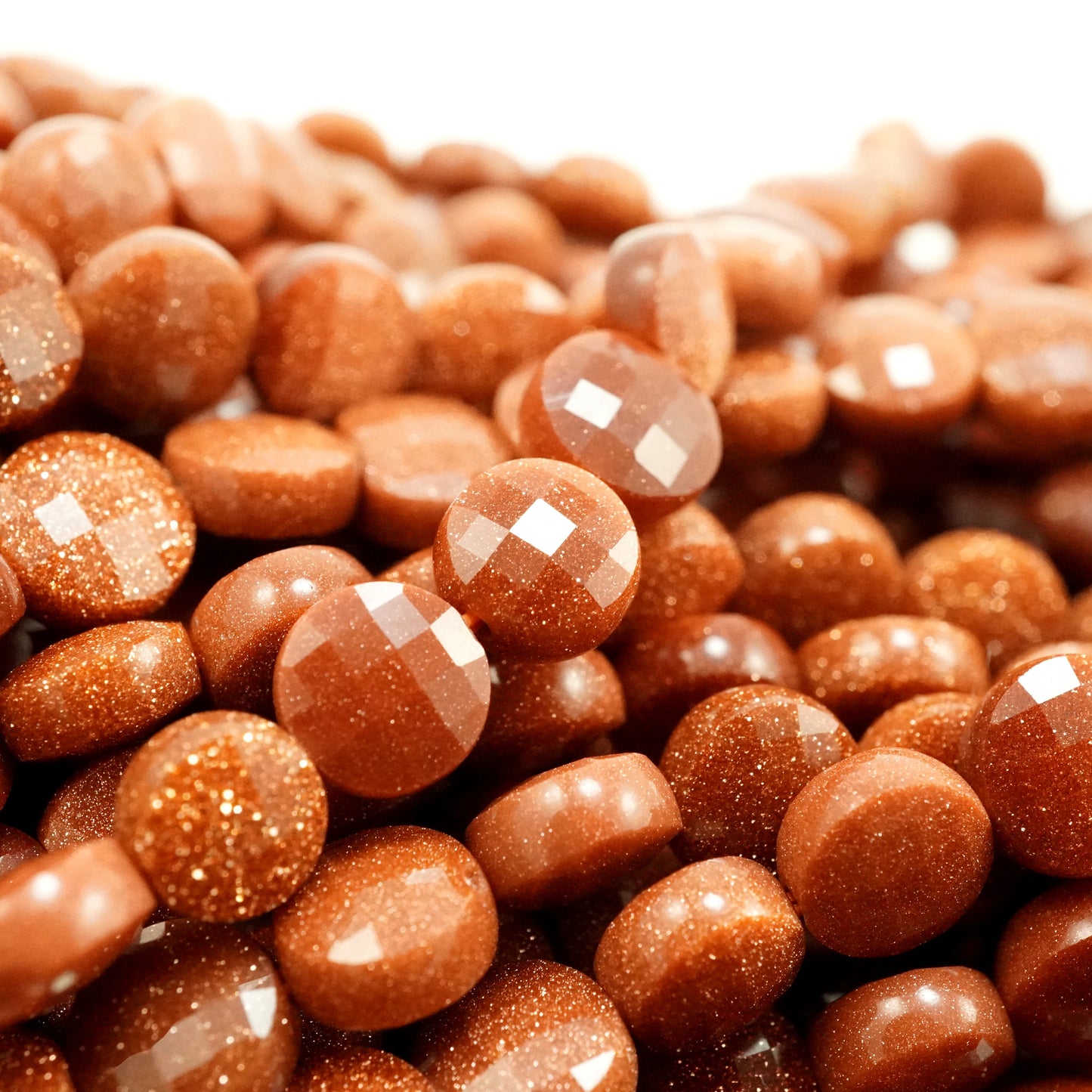 Goldstone(Coin)(Micro)(Faceted)(6×4mm)(15"Strand)