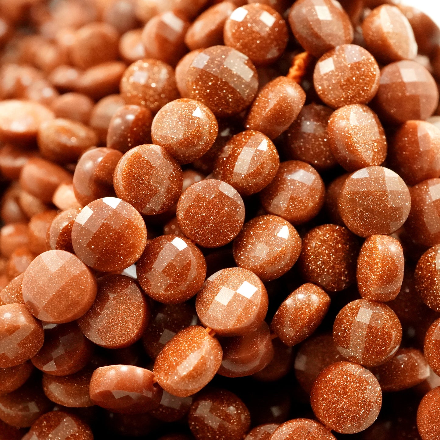 Goldstone(Coin)(Micro)(Faceted)(6×4mm)(15"Strand)