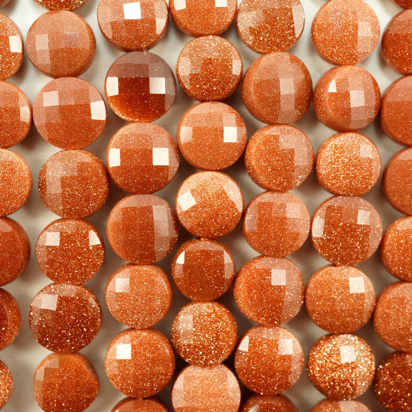 Goldstone(Coin)(Micro)(Faceted)(6×4mm)(15"Strand)