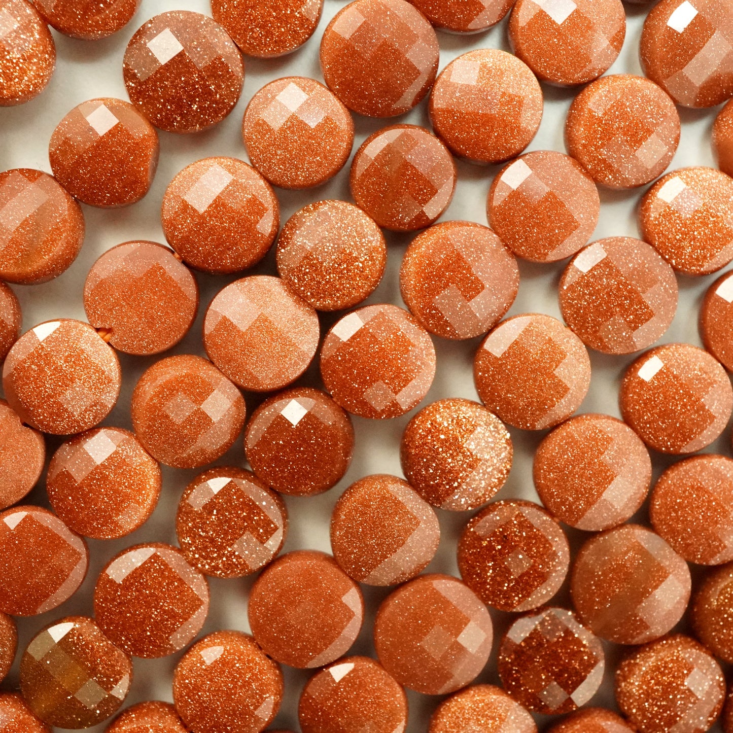 Goldstone(Coin)(Micro)(Faceted)(6×4mm)(15"Strand)