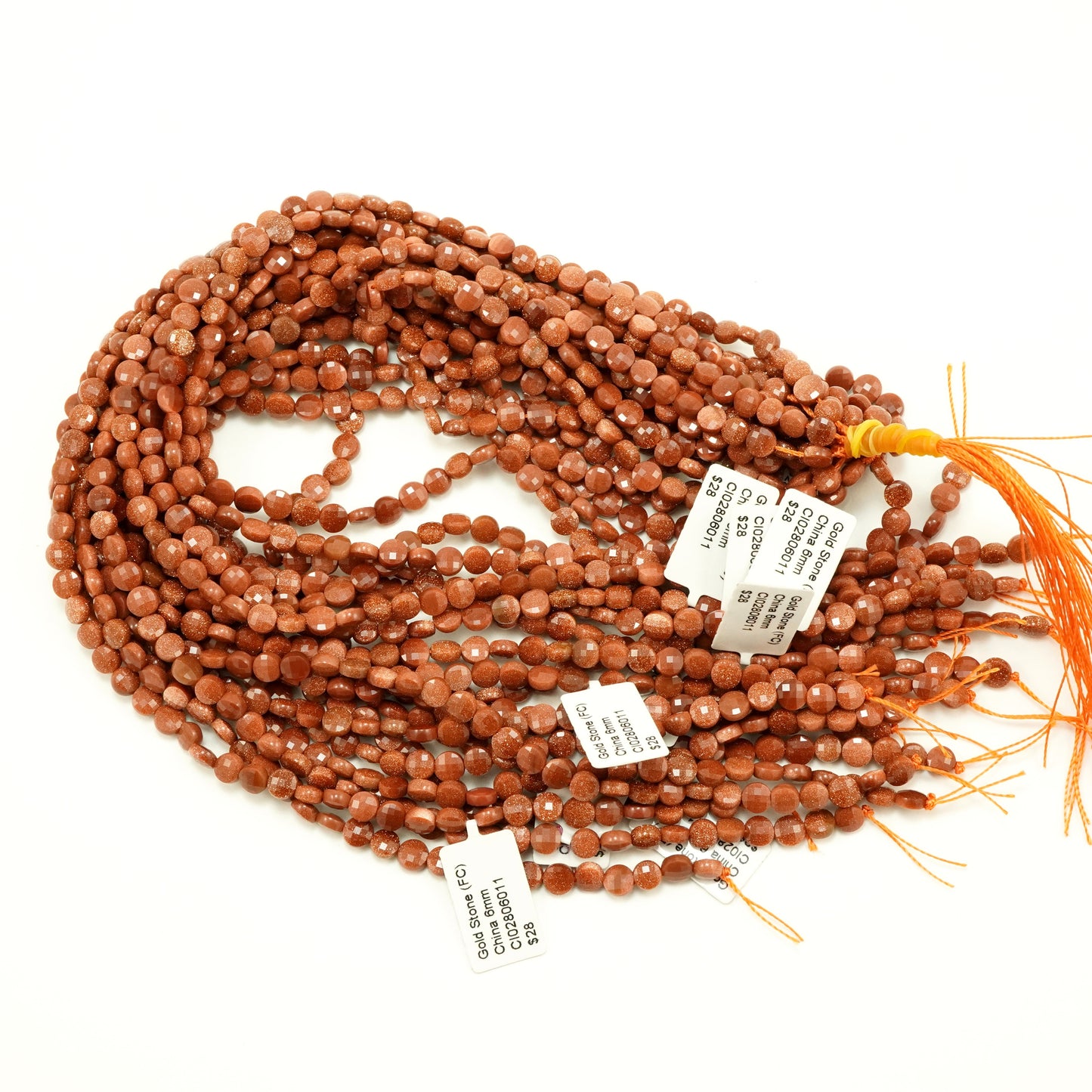 Goldstone(Coin)(Micro)(Faceted)(6×4mm)(15"Strand)