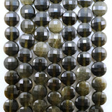 Golden Obsidian (Coin)(Micro)(Faceted)(6×4mm)(15"Strand)