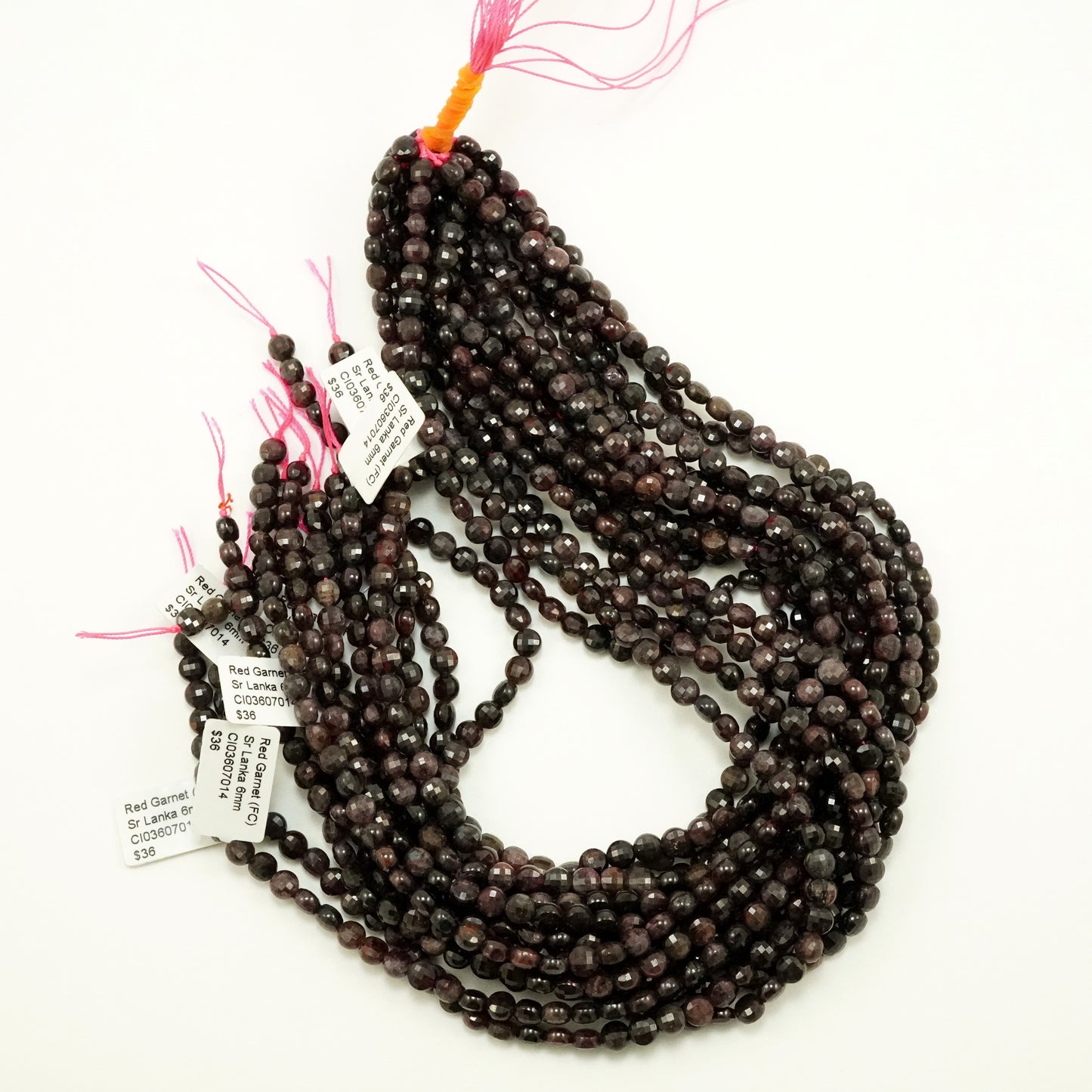 Red Garnet (Coin)(Micro)(Faceted)(6×4mm)(15"Strand)
