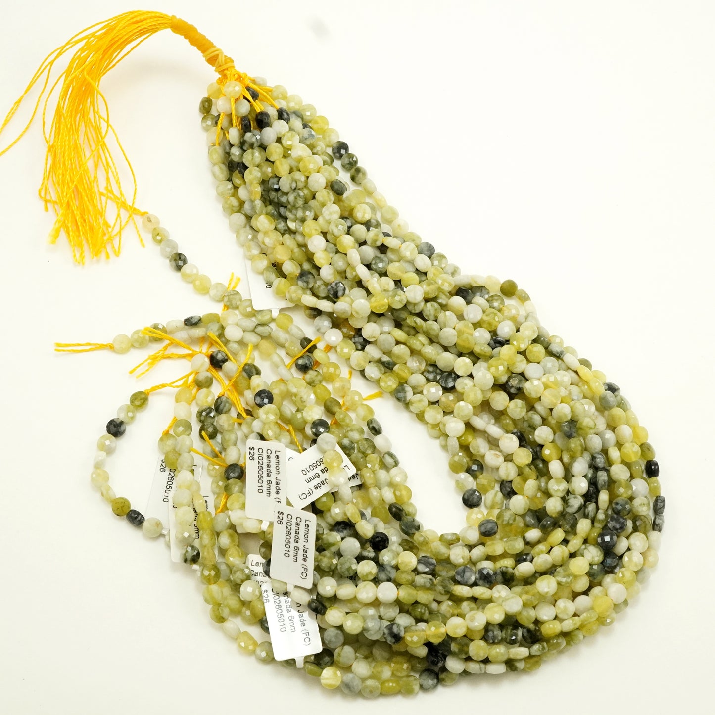 Lemon Jade (Coin)(Micro)(Faceted)(6×4mm)(15"Strand)