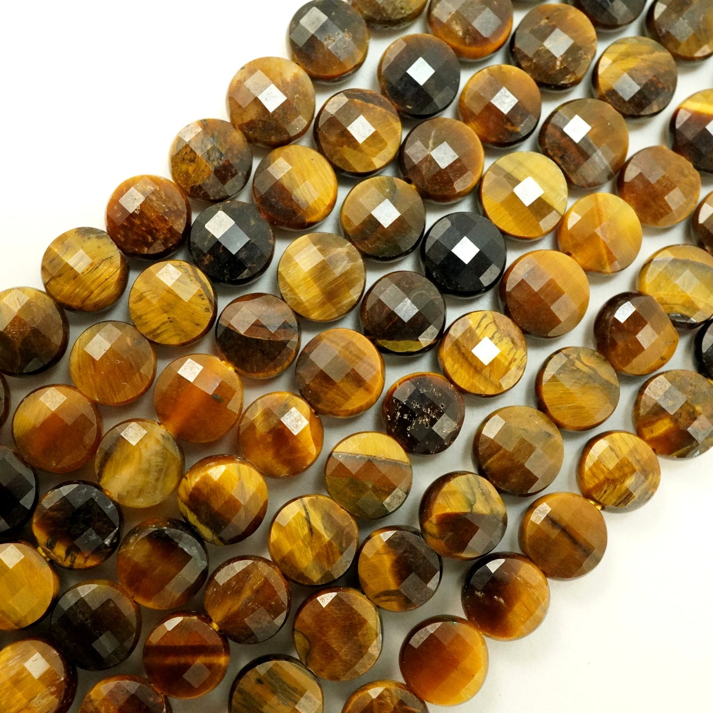 Tiger Eye (Coin)(Micro)(Faceted)(6×4mm)(15"Strand)