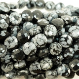 Snowflake Obsidian (Coin)(Micro)(Faceted)(6×4mm)(15"Strand)