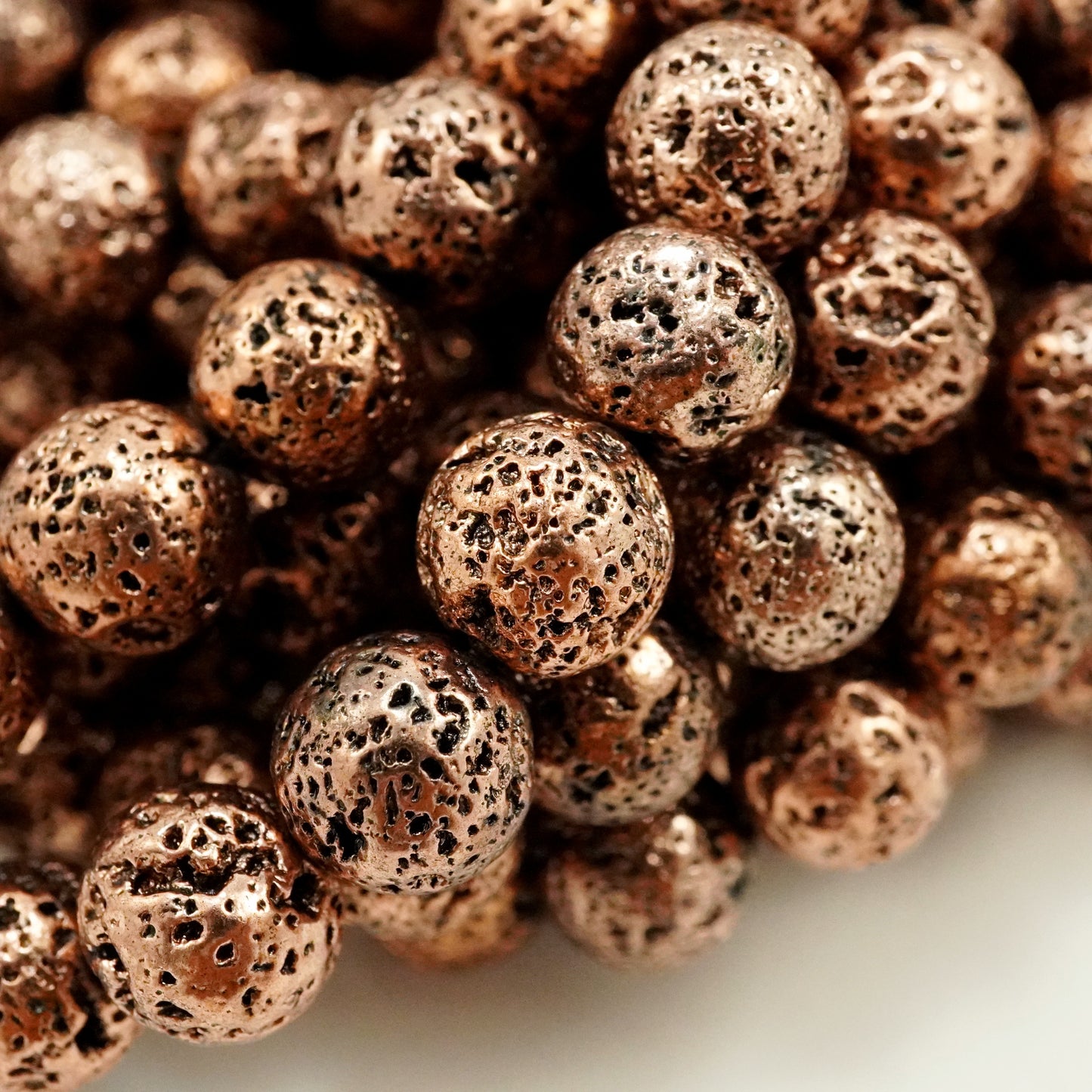 Lava Stone (Antique Copper)(Electroplated)(Round)(6mm)(8mm)(10mm)(16"Strand)