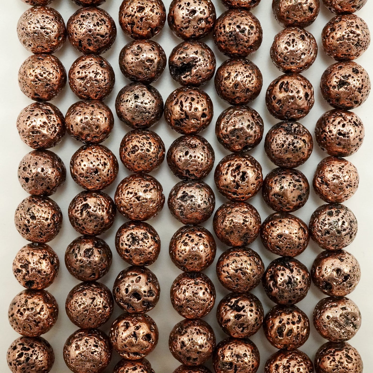 Lava Stone (Antique Copper)(Electroplated)(Round)(6mm)(8mm)(10mm)(16"Strand)