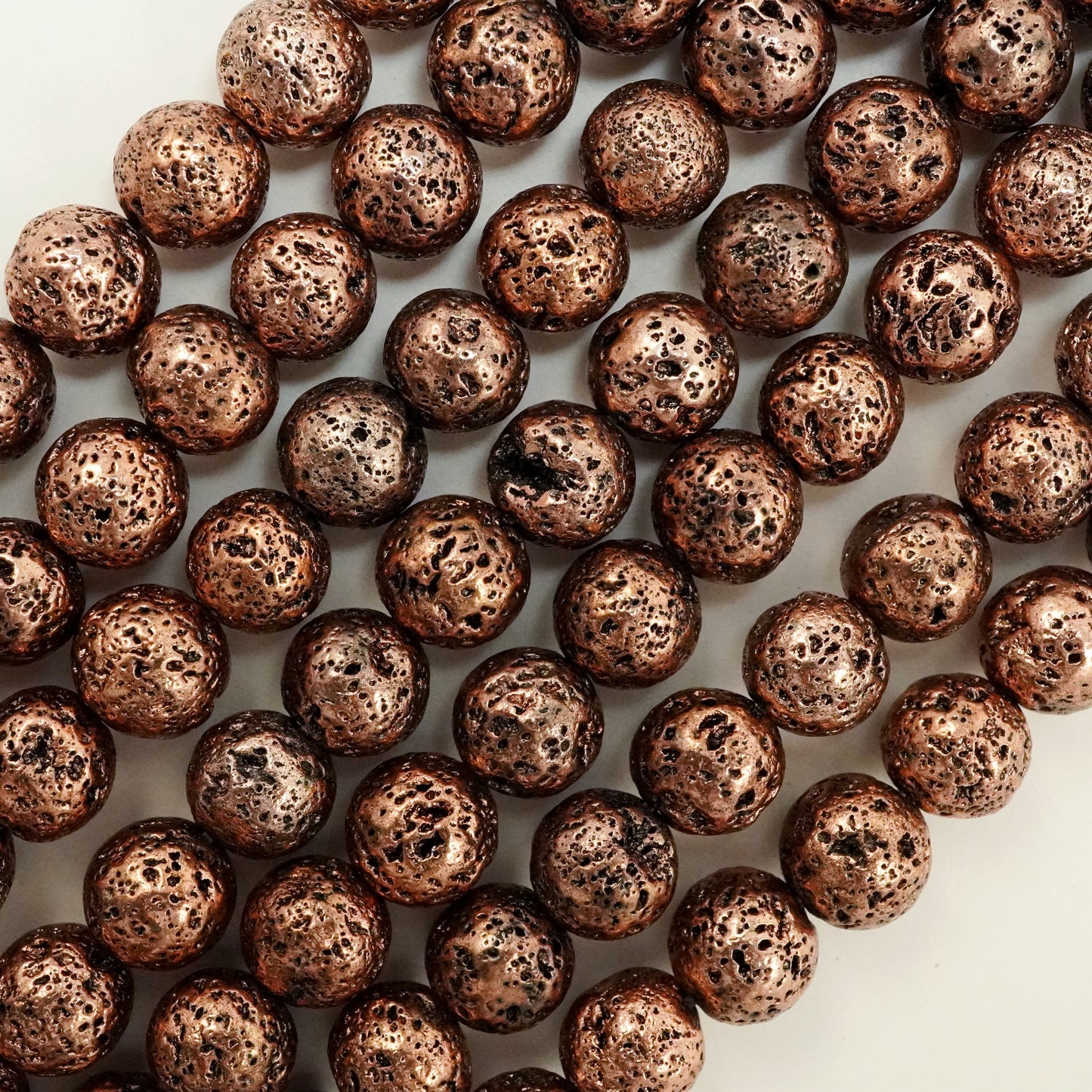 Lava Stone (Antique Copper)(Electroplated)(Round)(6mm)(8mm)(10mm)(16"Strand)