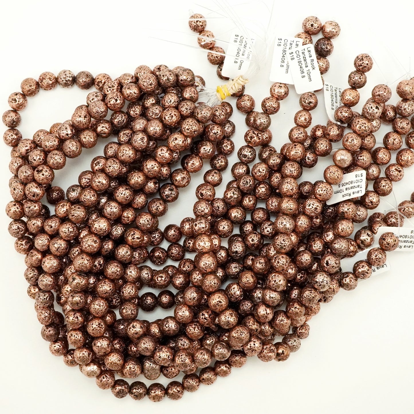 Lava Stone (Antique Copper)(Electroplated)(Round)(6mm)(8mm)(10mm)(16"Strand)