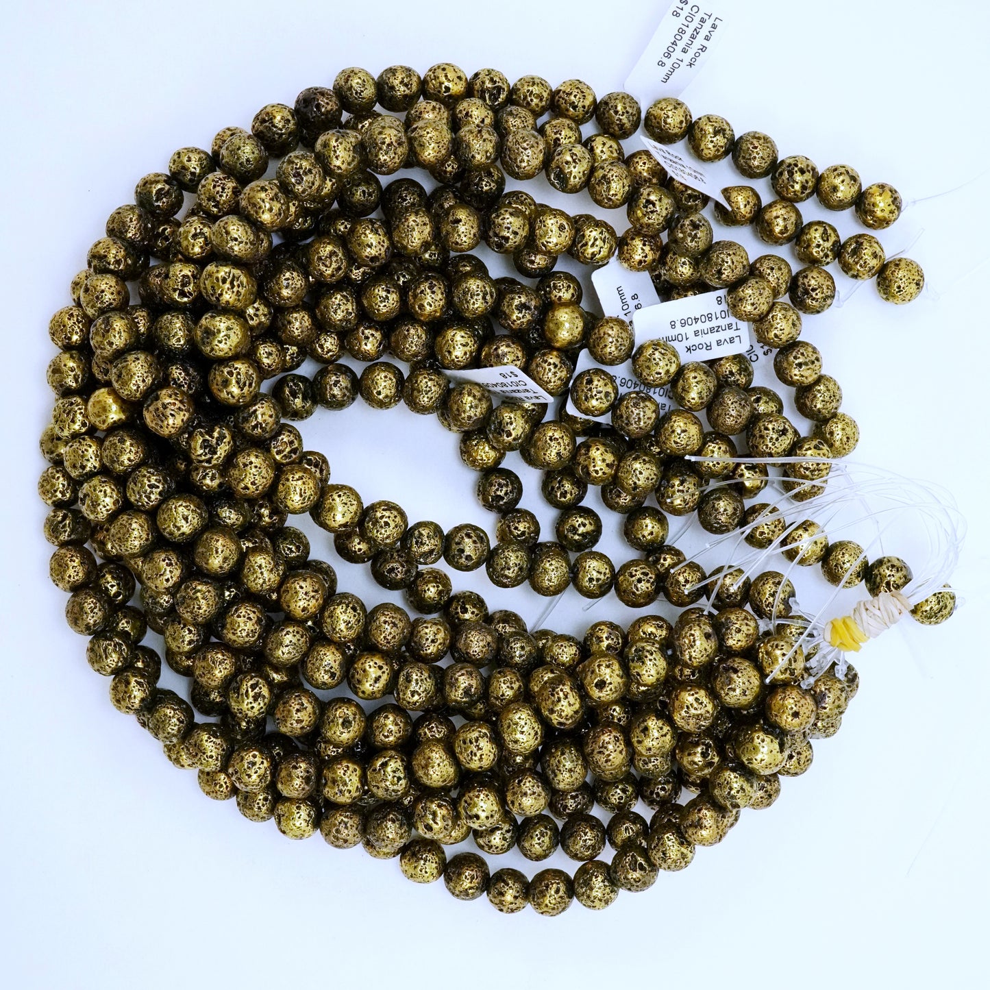 Lava Stone (Antique Gold)(Electroplated)(Round)(6mm)(8mm)(10mm)(16"Strand)