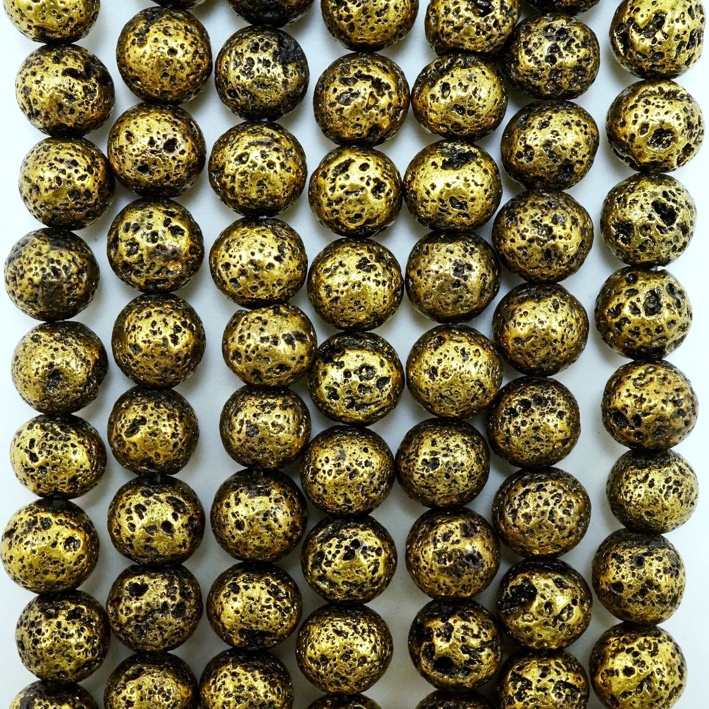 Lava Stone (Antique Gold)(Electroplated)(Round)(6mm)(8mm)(10mm)(16"Strand)