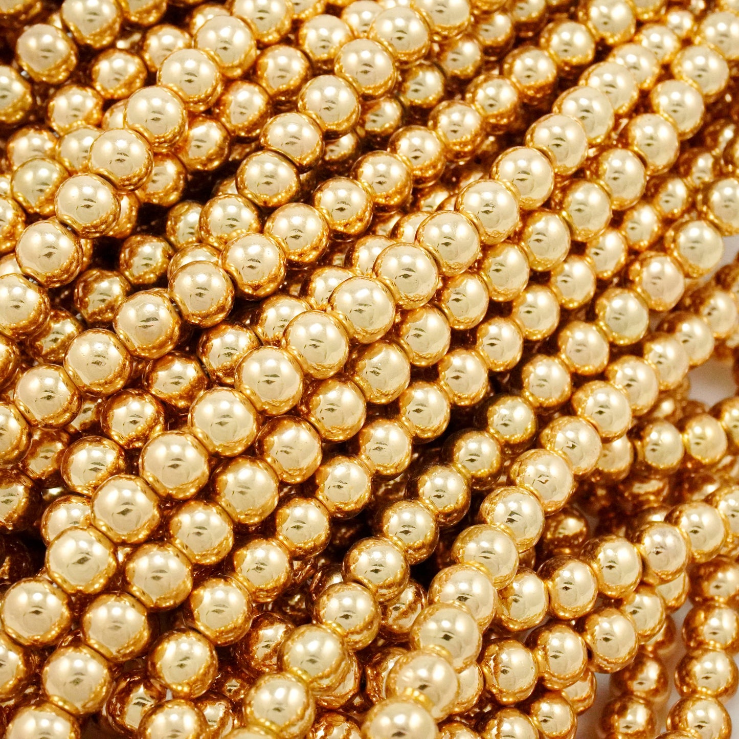Hematite (Rose Gold)(Electroplated)(Round)(Smooth)(2mm)(4mm)(6mm)(8mm)(15.50"Strand)