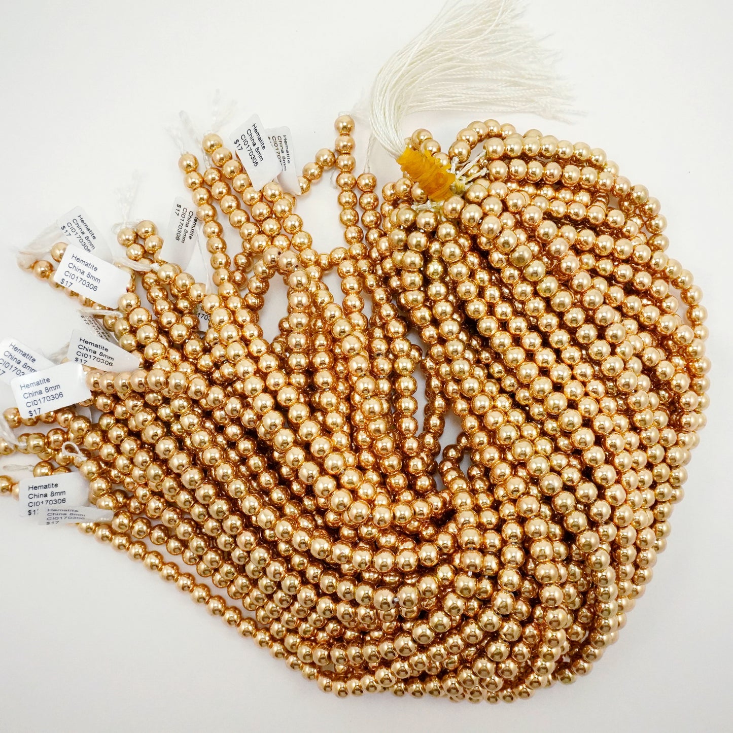 Hematite (Rose Gold)(Electroplated)(Round)(Smooth)(2mm)(4mm)(6mm)(8mm)(15.50"Strand)